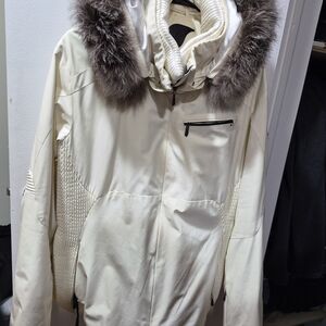 Spider Women's White Ski Jacket with Fur Trim